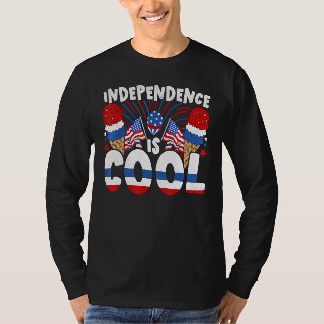 T-shirt Independence Is Cool Blue White Red Ice Cream Cone (Devant)