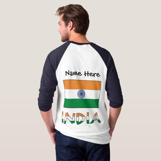T-shirt India and Indian Flag with Your Name (Dos entier)
