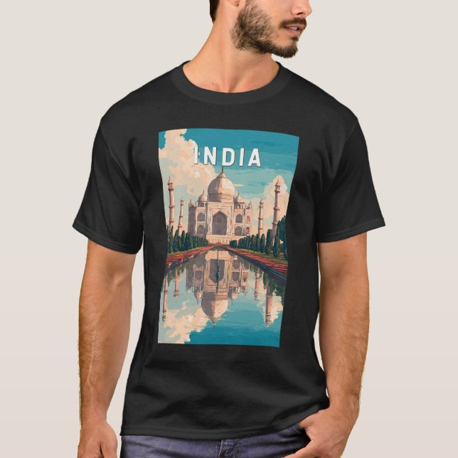 T-shirt India Illustration Travel Art Vintage (Devant)