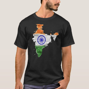 T-shirt INDIA Indian Flag I love India Indian Map Watercol