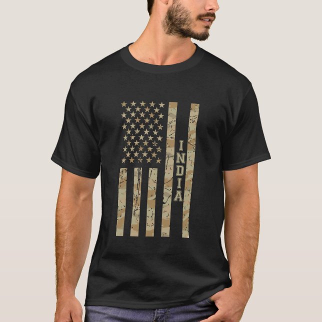 T-shirt India South Asian Desert Camo Distressed American  (Devant)