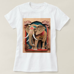 T-shirt Indian Elephant 3D Paper Art Design