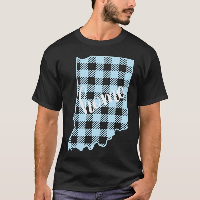 T-shirt Indiana Buffalo Plaid Home State Country Blue West (Devant)