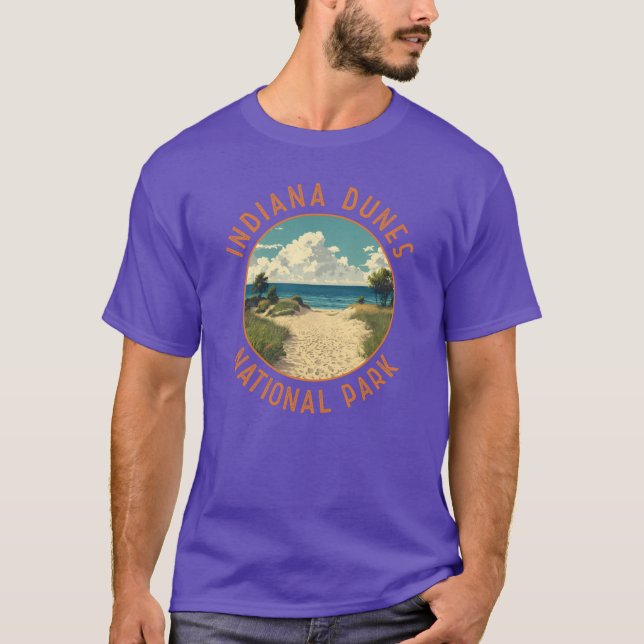 T-shirt Indiana Dunes National Park Retro Distressed Circl (Devant)