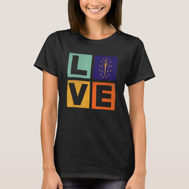 T-shirt Indiana Flag  Love Indiana (Devant)