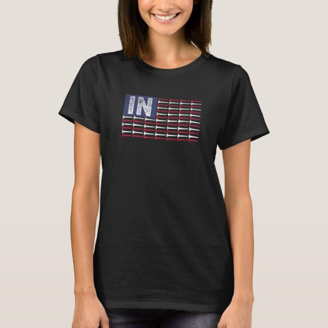 T-shirt Indiana Home Etat dans le drapeau américain Patrio (Devant)