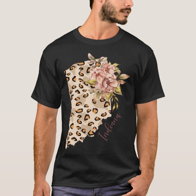 T-shirt Indiana Leopard Pattern Map Leo State Of Indiana (Devant)