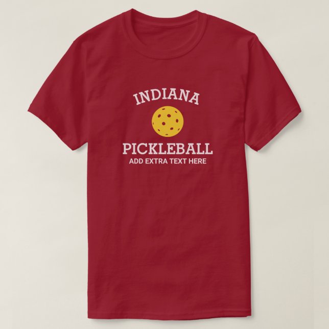 T-shirt Indiana Pickleball Ajouter un club Nom du partenai (Design devant)