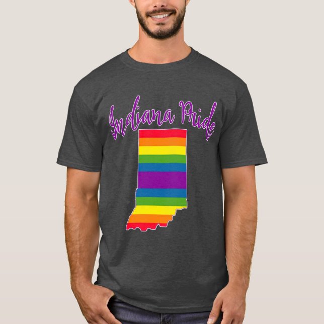 T-shirt Indiana Pride with Rainbow Stripes (Devant)