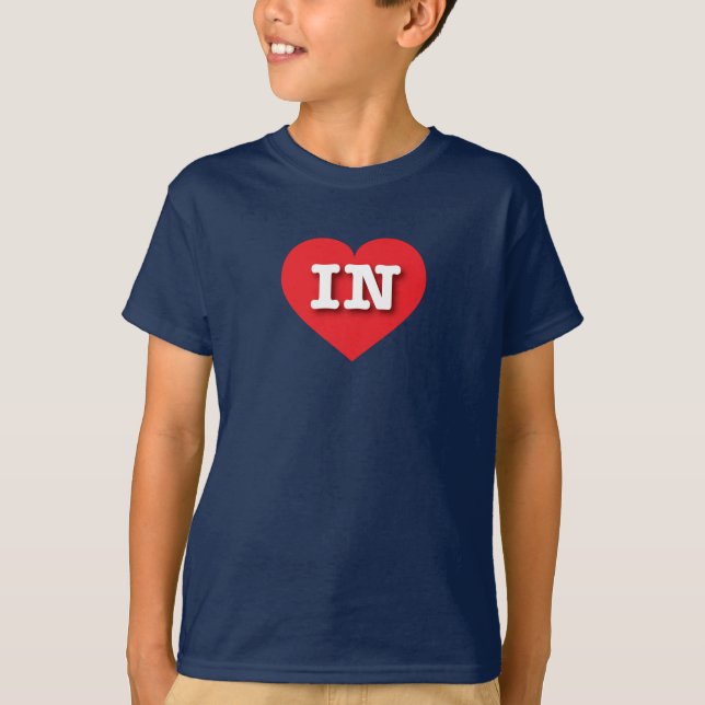 T-shirt Indiana Red Heart - I love IN (Devant)