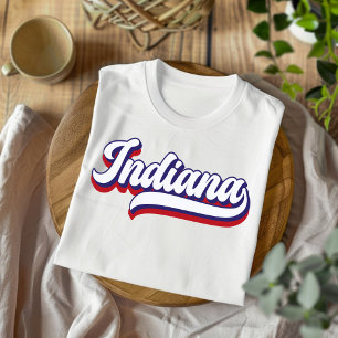 T-shirt Indiana rouge blanc et bleu Vintage