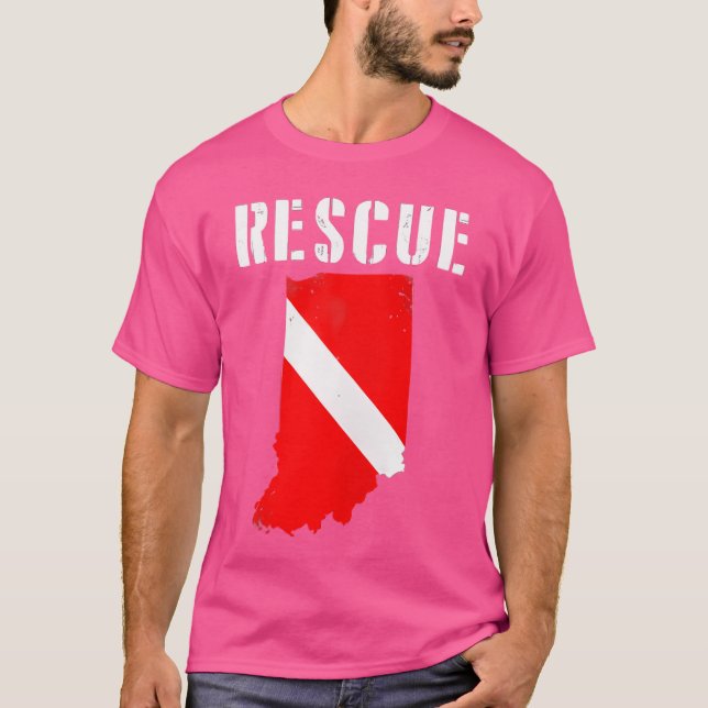 T-shirt Indiana Secourir Diver Drapeau Plongée Plongée Plo (Devant)