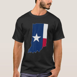 T-shirt INDIANA State MAP TEXAS TX Drapeau Racines Hommes 