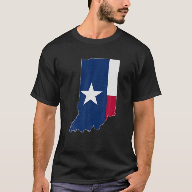 T-shirt INDIANA State MAP TEXAS TX Drapeau Racines Hommes  (Devant)