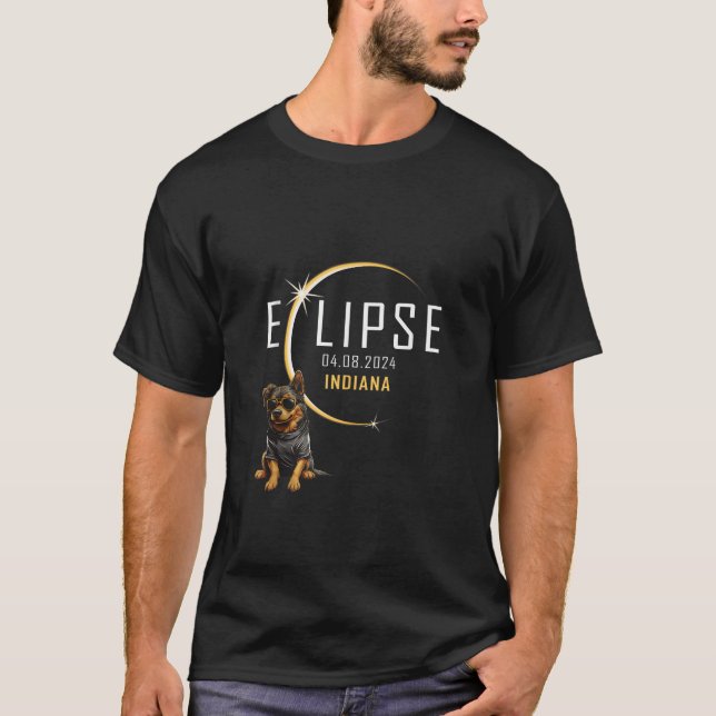 T-shirt INDIANA Total Solar Eclipse 2024 Lunettes de chien (Devant)