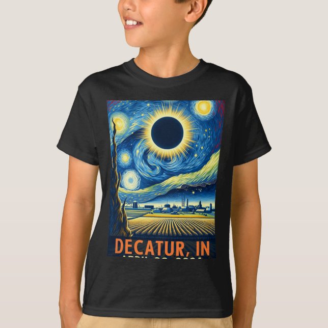 T-shirt Indiana Total Solar Eclipse 2024 Nuit étoilée (Devant)