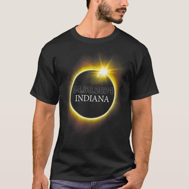 T-shirt Indiana Total Solar Eclipse Avril 8 2024 USA Carte (Devant)