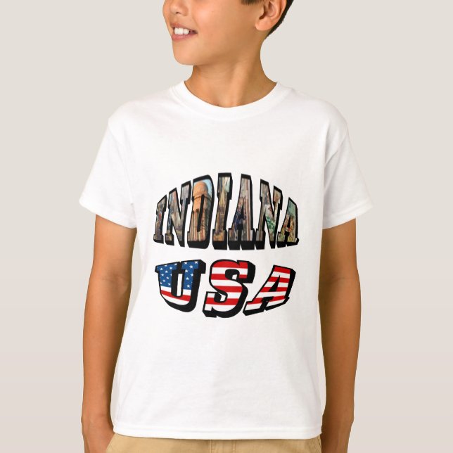 T-shirt Indiana USA - Drapeau et texte de la photo (Devant)