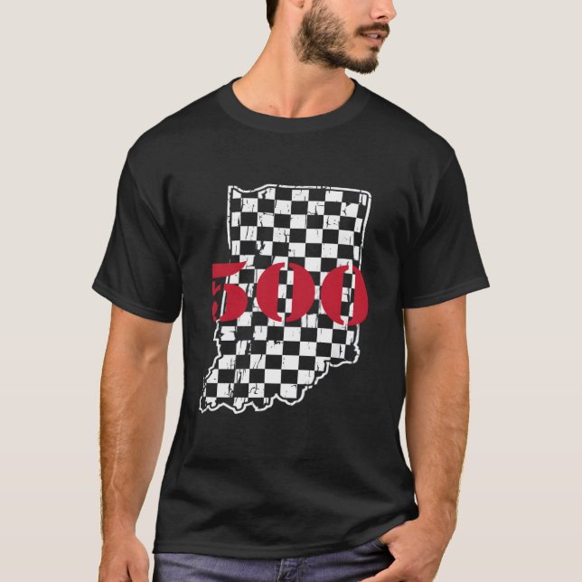 T-shirt Indianapolis Indiana State 500 Race Car Distressed (Devant)