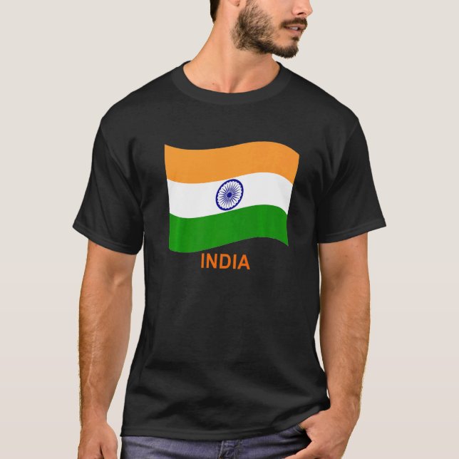 T-shirt India's Bharat Indian Waving Flag   (Devant)
