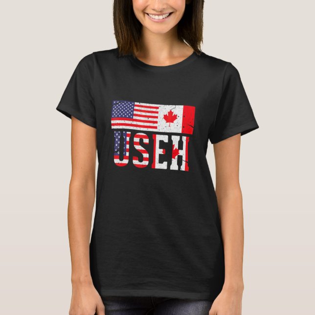 T-shirt Indicateur américain Us Eh Canada (Devant)