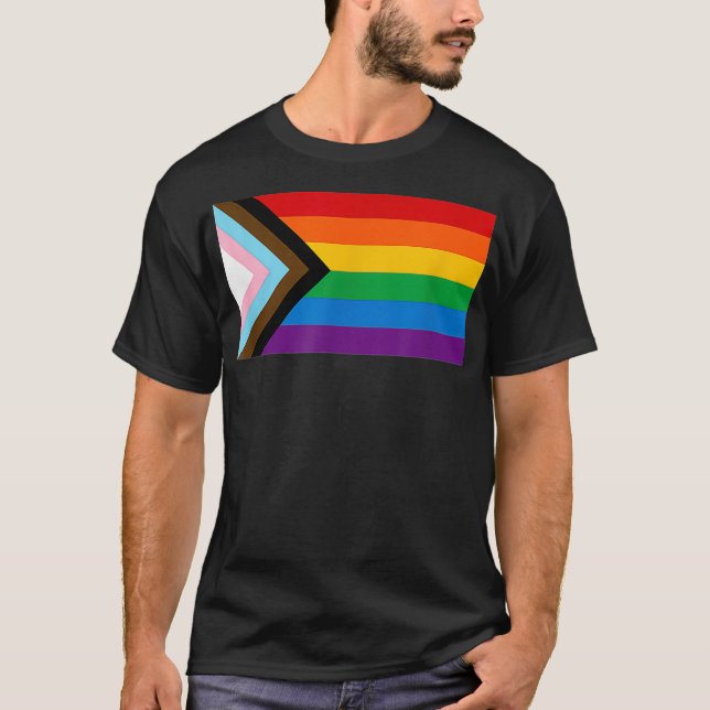 T-shirt Indicateur de la fierté de progression LGBTQ  (Devant)