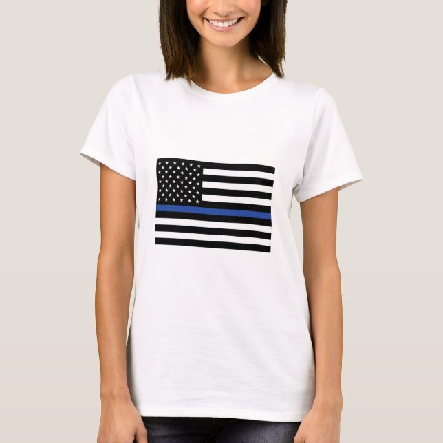 T-shirt Indicateur de ligne bleue mince (Devant)