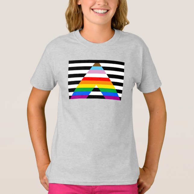 T-shirt Indicateur de progrès de l'ally Pride LGBTQ (Devant)