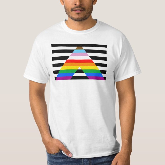 T-shirt Indicateur de progrès de l'ally Pride LGBTQ (Devant)