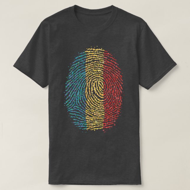 T-shirt Indicateur roumain d'empreintes digitales roumain (Design devant)