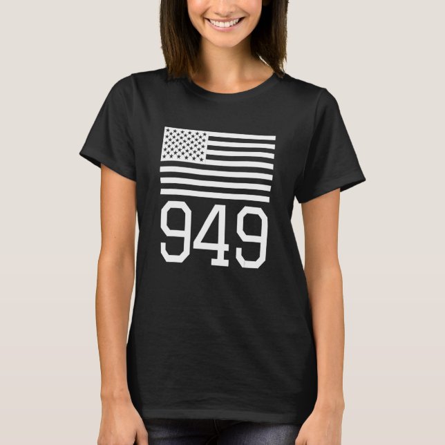 T-shirt Indicatif régional 949 Drapeau américain Usa Orang (Devant)
