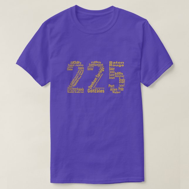 T-shirt Indicatif régional de 225 ressorts de Baton Rouge (Design devant)