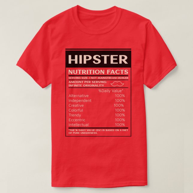 T-shirt Indice nutritionnel Hipster (Design devant)