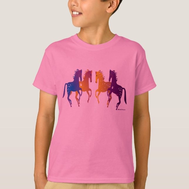 T-shirt indien d'enfants de poneys (Devant)