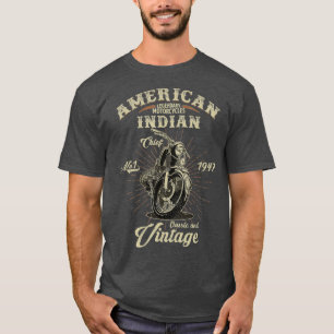 T-shirt Indien vintage de moto pour vieux motocycliste