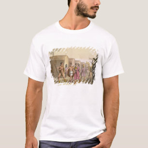 T-shirt Indiens de Lahoutan, Canada (gravure de couleur)