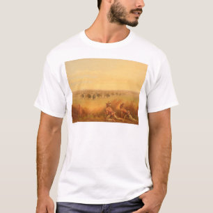 T-shirt Indiens rampant sur un troupeau de Buffalo (1907A)