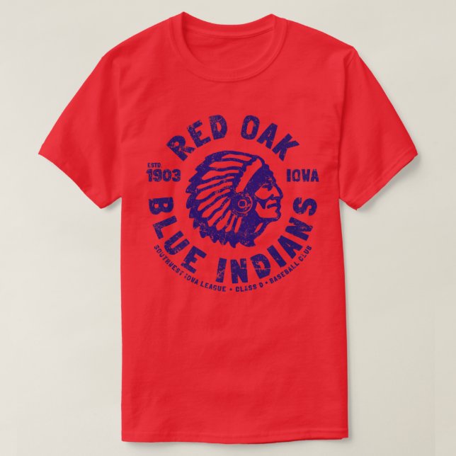 T-shirt Indiens rouges de chêne bleu (Design devant)