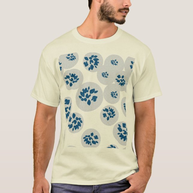 T-shirt Indigo Botanical Bubbles Pattern (Devant)