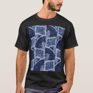 T-shirt Indigo Patchwork : Texturé Checked Elegance