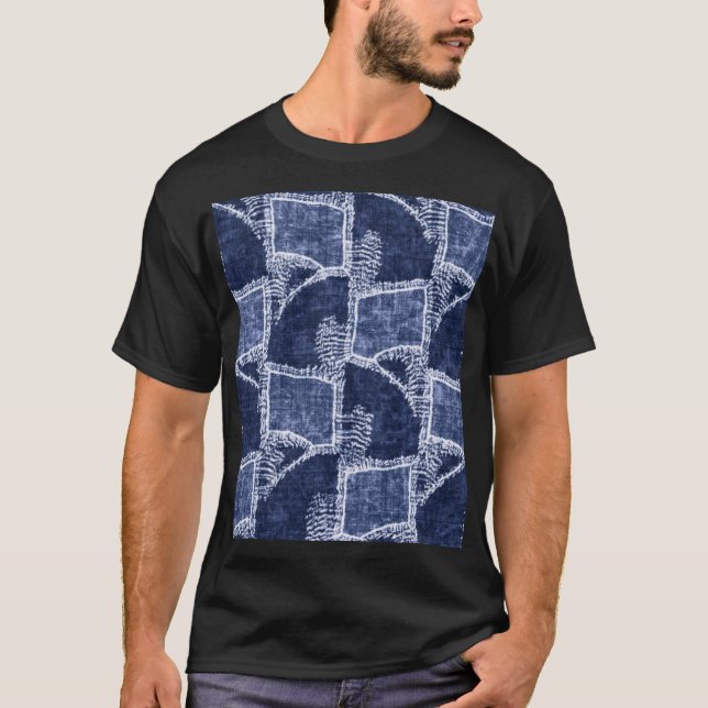 T-shirt Indigo Patchwork : Texturé Checked Elegance (Devant)