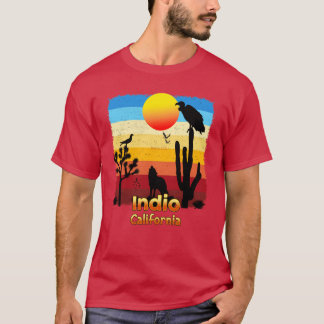 T-shirt Indio California CA Sunset Coyote Vulture Cactus D
