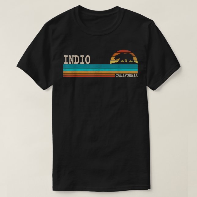 T-shirt Indio California State Bear Retro Sunset (Design devant)