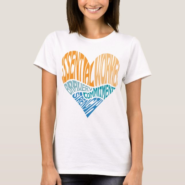 T-shirt Indispensable Travailleur Coeur Word Art (Devant)