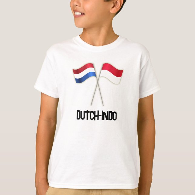 T-shirt Indo-Néerlandais avec Deux Drapeaux (Devant)