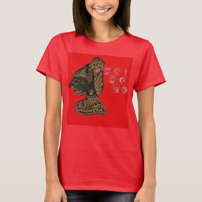 T-shirt Indonesi Shadow Puppet Hohoho Design sur toile rou (Devant)
