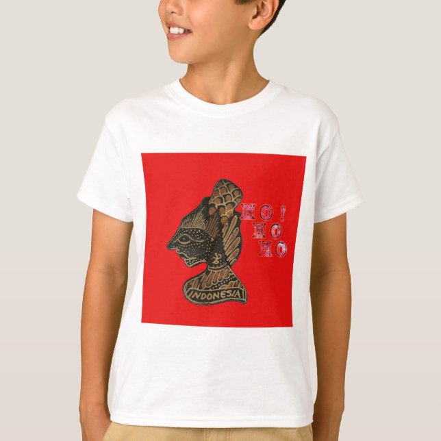 T-shirt Indonesi Shadow Puppet Hohoho Design sur toile rou (Devant)