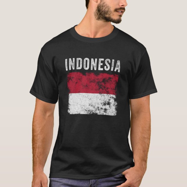 T-shirt Indonesia Flag Distressed Men Women Kids Indonesia (Devant)