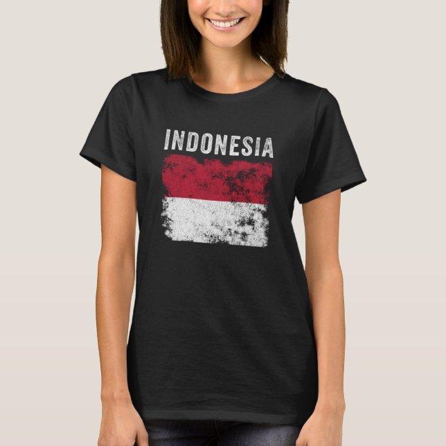 T-shirt Indonesia Flag Distressed Men Women Kids Indonesia (Devant)