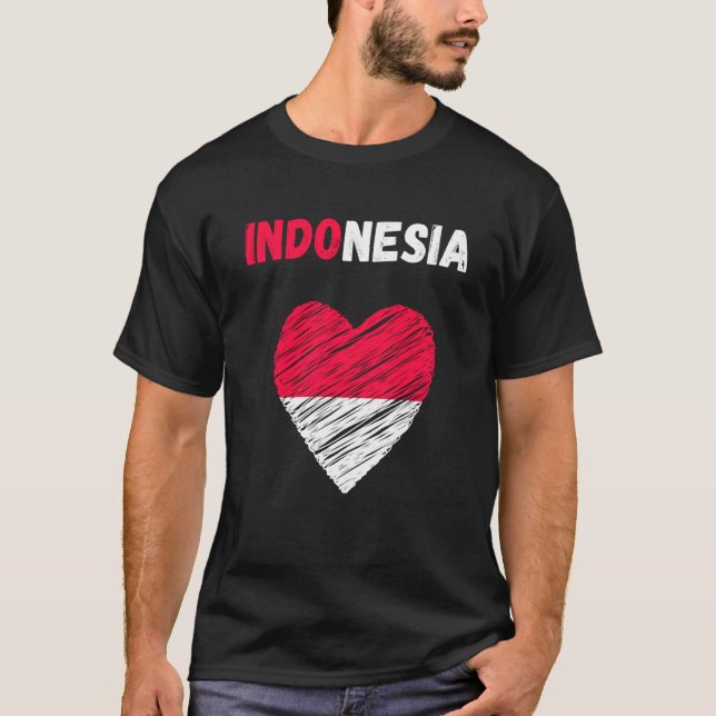 T-shirt Indonésie Drapeau Holiday Indonésie Coeur indonési (Devant)